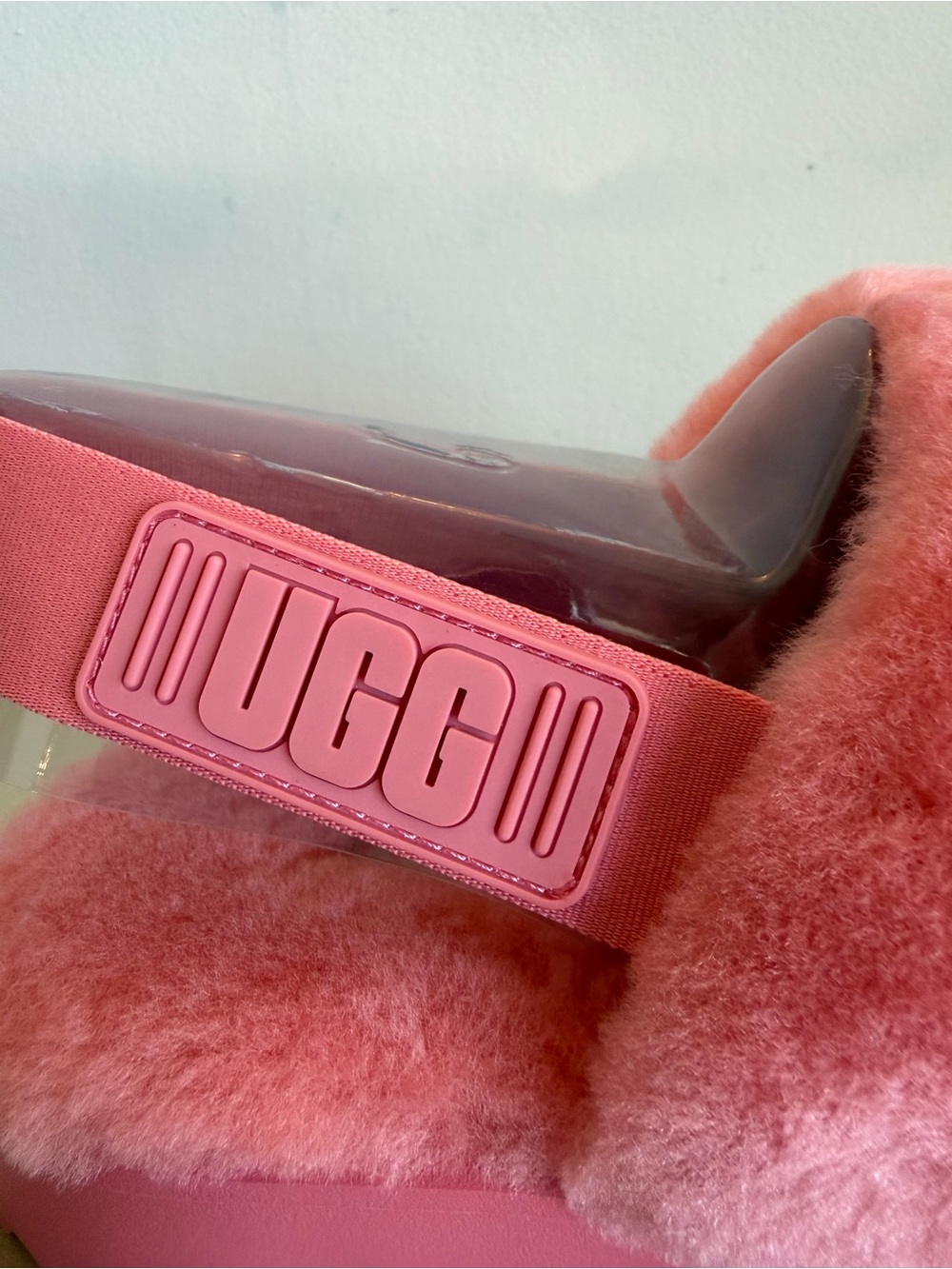 UGG Super Fluff Slipper Prism Pink Womens 9 Sheepskin Platform Slingback NEW - Picture 6 of 7
